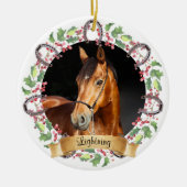 Persoonlijke Kerstpaard Foto Keramisch Ornament (Voorkant)