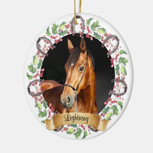 Persoonlijke Kerstpaard Foto Keramisch Ornament (Links)