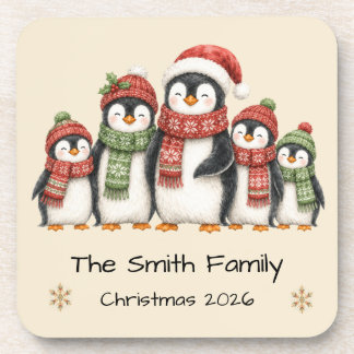 Persoonlijke Kerstpinguïnfamilie Bier Onderzetter