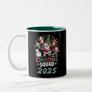 Persoonlijke Kerstploeg 2025 Kerstman Familie Tweekleurige Koffiemok