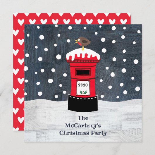 Persoonlijke kerstpostbus en Robin Uitnodiging (Voorkant / Achterkant)