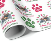Persoonlijke kerstpuppy Paws Holiday Foto Cadeaupapier (Rol Hoek)