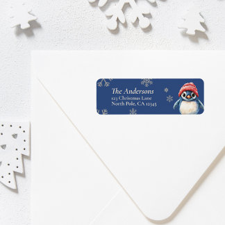 Persoonlijke kerstretourlabels met pinguïn etiket