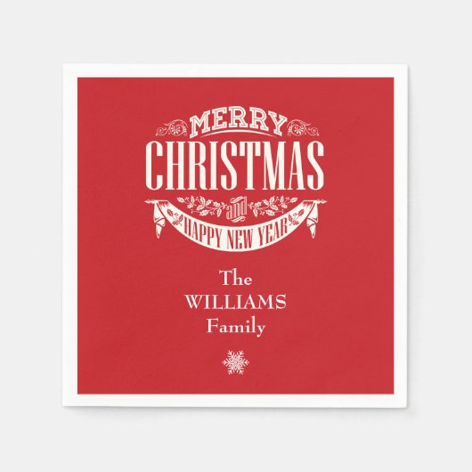 Persoonlijke kerstrode familie na mij servet (Voorkant)