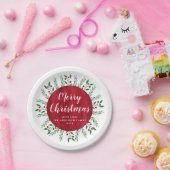 Persoonlijke kerstrode Waterverf Floral Papieren Bordje (Feest)