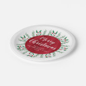 Persoonlijke kerstrode Waterverf Floral Papieren Bordje (Gekanteld)
