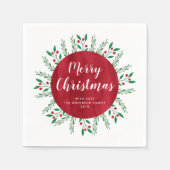 Persoonlijke kerstrode Waterverf Floral Servet (Voorkant)
