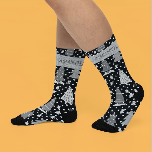 Persoonlijke kerstroze feestelijke boom sokken