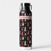 Persoonlijke kerstroze feestelijke boom waterfles (Voorkant)