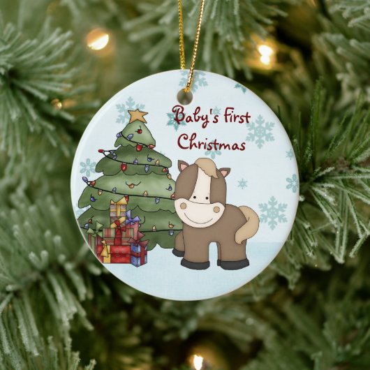Persoonlijke kerstsieraad voor baby's eerste kerst keramisch ornament (Boom)