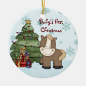 Persoonlijke kerstsieraad voor baby's eerste kerst keramisch ornament (Voorkant)