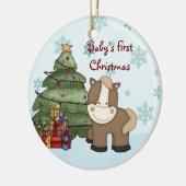 Persoonlijke kerstsieraad voor baby's eerste kerst keramisch ornament (Links)