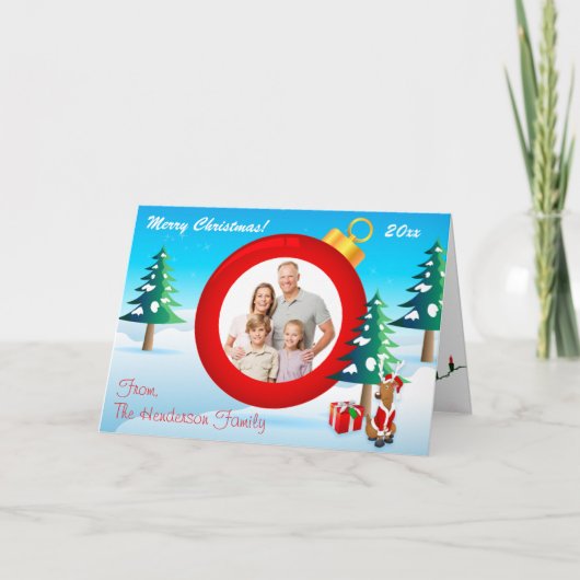 Persoonlijke kerstsierfoto-kaart 3 feestdagen kaart (Voorkant)