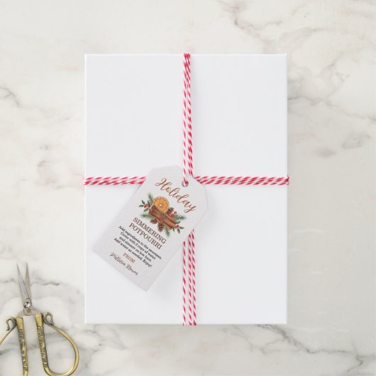 Persoonlijke Kerstsimmermengeling Potpourri Cadeaulabel (Met Touw)