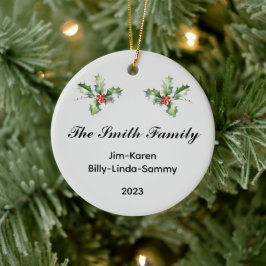 Persoonlijke kerstsleutel voor familie keramisch ornament