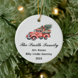 Persoonlijke kerstsleutel voor familie keramisch ornament