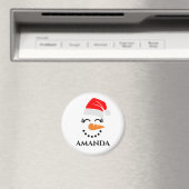 Persoonlijke kerstsneeuwman met aangepaste naam magneet (Insitu (Vaatwasser))