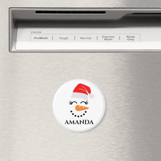 Persoonlijke kerstsneeuwman met aangepaste naam magneet (Insitu (Vaatwasser))