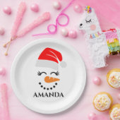 Persoonlijke kerstsneeuwman met aangepaste naam papieren bordje (Feest)