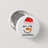 Persoonlijke kerstsneeuwman met aangepaste naam ronde button 3,2 cm (Voorkant /achterkant)