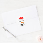 Persoonlijke kerstsneeuwman met aangepaste naam ronde sticker (Envelop)