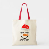 Persoonlijke kerstsneeuwman met aangepaste naam tote bag (Achterkant)