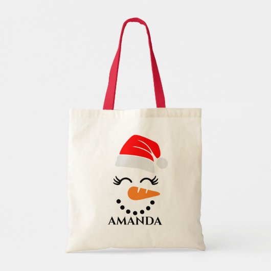 Persoonlijke kerstsneeuwman met aangepaste naam tote bag (Achterkant)