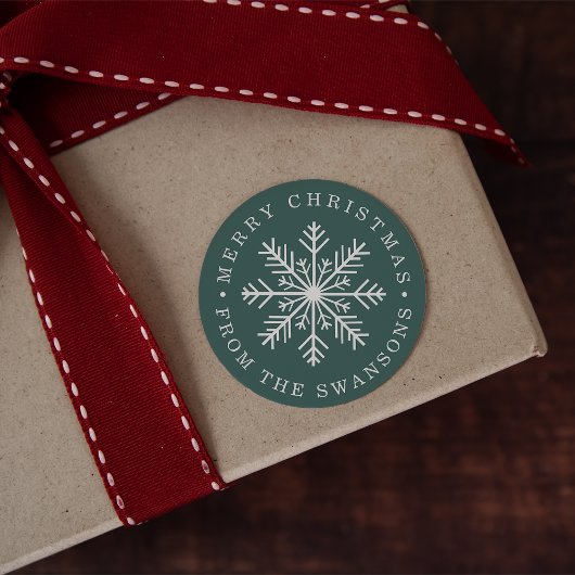 Persoonlijke kerstsnowflake ronde sticker