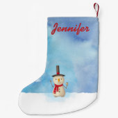 Persoonlijke kerstsnowman Waving Kleine Kerstsok (Achterkant)