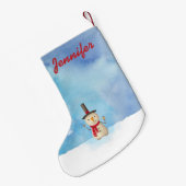 Persoonlijke kerstsnowman Waving Kleine Kerstsok (Achterkant (Hangend))