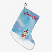 Persoonlijke kerstsnowman Waving Kleine Kerstsok (Voorkant (Hangend))