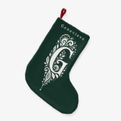 Persoonlijke Kerstsok met Botanisch Monogram Lette Kleine Kerstsok (Voorkant (Hangend))