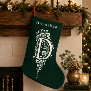 Persoonlijke Kerstsok met Botanische Monogram Lett Kleine Kerstsok