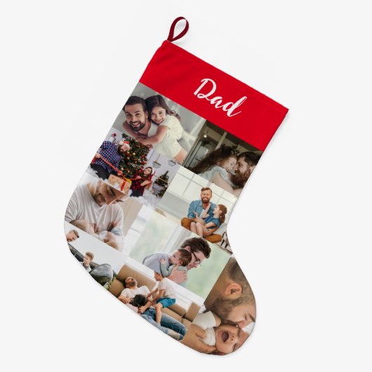 Persoonlijke kerstsok met fotocollage voor vader (Voorkant (Hangend))