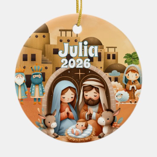 Persoonlijke Kerststalornament Keramisch Ornament (Voorkant)