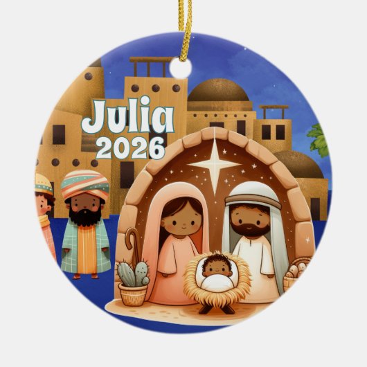 Persoonlijke Kerststalornament Keramisch Ornament (Voorkant)