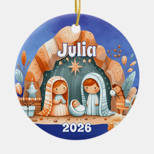 Persoonlijke Kerststalornament Keramisch Ornament (Voorkant)