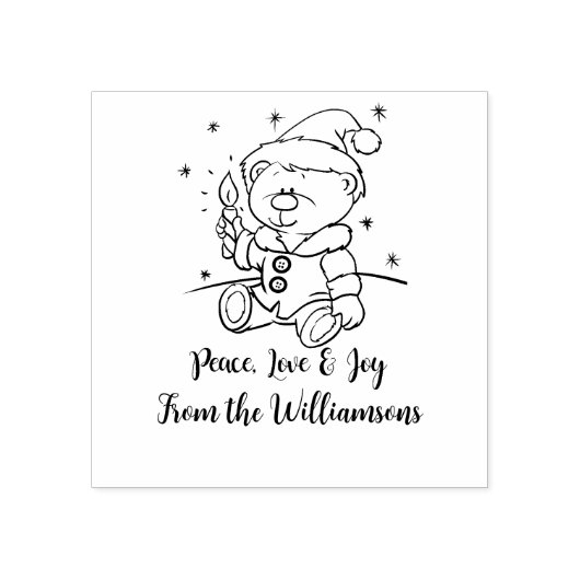 Persoonlijke kerststempel Teddy love & Joy Rubberstempel (Afrduk)