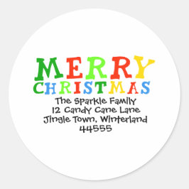 Persoonlijke kerststicker voor kinderen ronde sticker