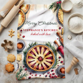 Persoonlijke kersttaart bakscene theedoek