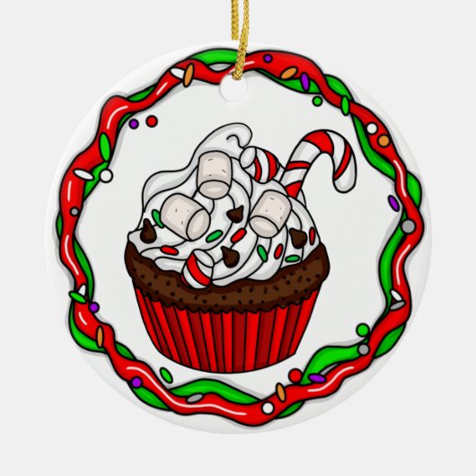 Persoonlijke kersttaart keramisch ornament (Voorkant)