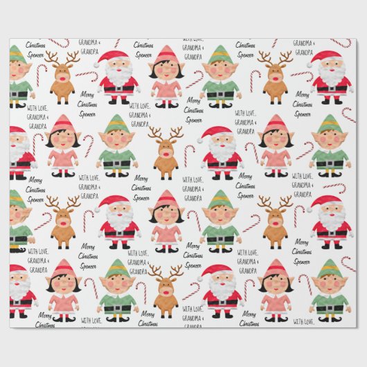 Persoonlijke kersttekens cadeaupapier (Vlak)