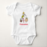 Persoonlijke kersttekens romper<br><div class="desc">Deze gepersonaliseerde kerst-baby lijfkostuum is voorzien van de 'kerstman'. Een groep leuke kleine kerstpersonages die graag plezier hebben en met kerst onzin maken. De bemanning bestaat uit Snowman, Kerstmis, Ster, Kerstmis, Cadeau en snoepriet.</div>