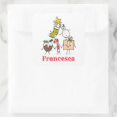 Persoonlijke kersttekens vierkante sticker (Tas)