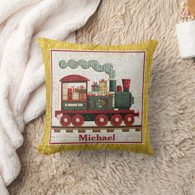 Persoonlijke Kersttrein I Kinder Cadeaus Kussen (Deken)