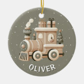 Persoonlijke Kersttrein voor Kinderen Keramisch Ornament (Voorkant)
