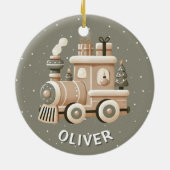 Persoonlijke Kersttrein voor Kinderen Keramisch Ornament (Achterkant)
