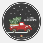 Persoonlijke kersttruckers ronde sticker (Voorkant)