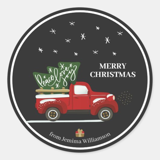 Persoonlijke kersttruckers ronde sticker (Voorkant)