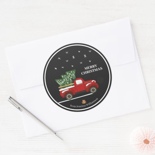 Persoonlijke kersttruckers ronde sticker (Envelop)